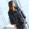 Women's Fur 2022 Autumn And Winter Whole Skin Jackets Women O Neck 3/4 Sleeve High Quality Real Coats Outerwear