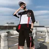 Erkek Trailtsits Streetwear 2pcs Set Erkekler Kısa Kollu Şort İki Parçalı Takım Erkek Yaz Öğrencisi Gençlik Hip Hop Spor Stili Tüm Eşleşen 221006