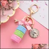Chave anéis criativos Aron Cake Keychain for Women Bow Paris Tower Key Ring Charm Bag Sweet Party Gift Jewelry Drop Deliver MJFashion DH1LZ