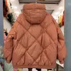 Femmes Down Parkas Mode d'hiver 90% Blanc Canard Vers Le Bas Veste Courte Femmes Épais Chaud Lâche Type À Capuche Diamant Puffer Manteau Outwear 220930