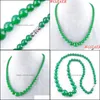 Kralen kettingen groen jade gem steen 6-14 mm afgestudeerd ronde kralen vrouwen ketting 17,5 inch streng sieraden f3000 drop de bdejewelry dhclm