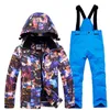 Skiddräkter stil barn termisk kostym pojkar flickor jacka byxor set vindtät vattentät snowboard barn 220930