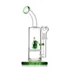 Bong en verre de narguilé de type courbé d'éléphant vert de 9 pouces - percolateur à cliquet, joint mâle de 14 mm