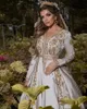 Элегантные марокканские вечерние платья с съемными перегородками 2023 золотые аппликации с длинными рукавами A-Line Знаменитые платья для знаменитостей Арабский Дубай Абая Айвори Ивори выпускной