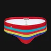 Maillots de bain pour hommes Cross Border imprimé arc-en-ciel rayures sexy slips pour natation sport homme court J220913