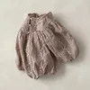 Rompers bobotcnunu 2022 Autumn New Baby bodysuit broderi blomma jumpsuit för flickor prinsessan långärmad blommig bodysuit kläder j220922