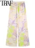 Kvinnors tvådelade byxor Herrspårar Traf Casual Summer Women Floral Print Suits Lätt långärmad skjorta raka byxor Tall 2 -stycken uppsättningar 221006