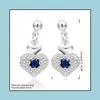 Dangle Chandelier Beautif Design 925 Sterling Sier Crystal Heart Dangle Earrings With Zircon Fashion Jewelry Wedding Gift Mjfashion Dhltr