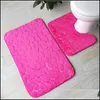 Badmatten Badmat 2-delige Set Cobblestone Patroon Toilet ER voetkussen Niet-slip Absorberende badkamer Doormat Flanel Soft Rug Car Bdebag DHQX7