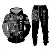 Tute da uomo Autunno e inverno Tuta da uomo 3D The Lion Stampa Cerniera Felpe con cappuccio Felpe Pantaloni Set Casual Abbigliamento da uomo Tuta da donna 221006