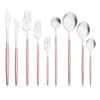 Set di stoviglie Set di posate in argento rosa Set di posate di lusso in acciaio inossidabile Casa Forchetta Cucchiaio Coltello Cucina Cena Drop Ship