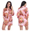 Kvinnors sömnkläder Kvinnor Floral Kimono Robe Satin Bridal Dressing Gown Bride Bridesmaid Robes Sleepwear T221006