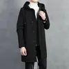 Hommes Trench-Coat Avec Capuche Noir À Capuche Coupe-Vent Long Manteau Automne Ourdoor Veste Punk Style Rue Tendance