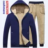 Männer Trainingsanzüge Herren Lamm Kaschmir Sets Trainingsanzug Männer Winter Wolle Mit Kapuze Sweatshirt Dicke Warme Sportswear Männlichen Anzug Zwei Stück Set Casual Sets 221006