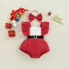 Rompers mijn eerste kerstnieuwgeboren babymeisjes romper Santa Headband Outfit baby jumpsuitkleding Xmas cadeau J220922