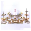 Other Bakeware See Pic Bakeware 7Pcs-16Pcs Electroplate Mirror Cake Stand Set Display Wedding Birthday Party Dessert Cupcake Plate Ra Dhxg6