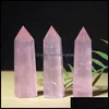 Konst och hantverk Arts and Crafts Gifts Home Garden Natural Rose Quartz Crystal Tower Mineral Chakra Healing Wandsreiki Energy Stone Si DHSM8