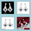 Dangle Chandelier Beautif Design 925 Sterling Sier Crystal Heart Dangle Earrings With Zircon Fashion Jewelry Wedding Gift Mjfashion Dhltr