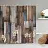 Shower Curtains Retro Wooden Pattern Curtain Graffiti Country Farmhouse Design Bathroom Bathtub Decoration Waterproof Polyester