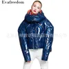 Femmes Down Parkas hiver brevet brillant tissu mode plus épais à capuche doudoune femme véritable fourrure froid hiver manteau de fourrure en gros wj2591 220930