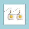 Dangle Chandelier Women Fashion Fried Eggs Dangle Earrings Zinc Alloy Cute Cartoon Egg Jewelry Funny Earring Summer Beach Lulubaby Dhzco