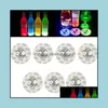 Tapis Pads Clignotant Glow LED Bouteille Autocollant Coaster Lumières Clignotant Tapis De Coupe Pour La Fête De Noël Bar De Mariage Vase Décoration Lumière Dro Dhxpo