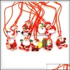 Décorations de Noël Noël Light Up Clignotant Collier Décorations Enfants Glow Cartoon Père Noël Pendentif Party LED Jouets Suppl Dhmnf