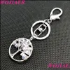 Key Rings Natural Stone Clear Crystal Keychains Ring Key Handmade Holder Round Tree Of Life For Women Car Bags Accessories B Lulubaby Dh6Oi