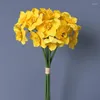 Kwiaty dekoracyjne 6pc / grupa symulowana Narcissus Orchid Zielona roślina Pited Mała bukiet dom na zewnątrz ręka ślubna