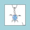 Hänge halsband djur sköldpaddor hänge halsband naturliga blå opal havs kvinnor smycken legering sier elegant strand sköldpadda hals lubaby dhiov