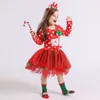 Girls Dresses Baby Girls Polkadot Christmas Dresses Santa Claus Long Sleeve Winter Red Xmas Party Princess Dress Cute Kids Prom Gown 2201006