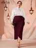 Sukienki plus size Dodaj eleganckie jesień spódnice plus size dla kobiet pasek w talii asymetryczny szczupły biuro biuro dama opakowanie biodra spódnica B1250 221006