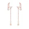 Stud Earrings Fashion Moon Star Tassel Pendant Charming Female Rose Gold Jewelry Exquisite Girl Accessories Gift9935887