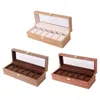 Watch Boxes 6 Slots Wooden Display Case Jewelry Bracelet Storage Organiser Box Gift For Men Women