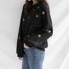 Women's Hoodies Sweatshirts PERHAPS U Women Autumn Winter Crew Neck Black Star Sequined Bling Sweatshirts Pullovers Casual H0037 T220929