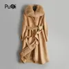 Feminina furt pudi women jacket jacket de inverno colar de coelho feminino 90% lã mistura zy19131 220930