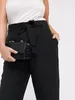 Hosen Plus Größe Elegante Frühling Herbst Krawatte Taille Knöchel Länge Maßgeschneiderte Damen Schwarz Tasche Tapered Arbeit Büro 7XL 8XL