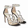 Elegante dames Sandalen Leer PVC Smalige band ingelegde diamanten omringen de enkel Open teen Elegante mode Gouden trouwjurk avondfeestje wandelschoenen