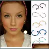 N￤sringar tappar trendiga n￤sringar kropp piercing smycken mode rostfritt st￥l ￶ppen hoop ring ￶rh￤nge tappar falska noseri mjfashion dhwt1