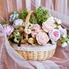 Decorative Flowers Artificial Wedding Silk Peony Bride Bouquet High Quality Fake Flower Home Decoration