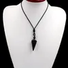 Retro reiki cura pedra cone pêndulo pingente ametistas neckaces corda envoltório natural quartzo pingente colares jóias femininas