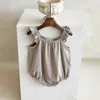 Artırıcılar Bebek Kız Moda Katı Kolsuz Sling Bodysuit Basit Rahat Pamuk Seksi Uçan Kollu Kızlar Kıyafetleri J220922
