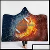 Couvertures Couvertures Textiles de maison Jardin 18Style Baseball Couverture Football Football Softball À Capuchon 3D Imprimé Sport Sherpa Enfants Adts Plu Dhqzu