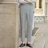 Garnitury męskie koreańskie solidne kolorowe garnitur spodnie Slim Fit Stopy swobodne brytyjskie spodnie wysokiej talii jesienne biuro-płodowcy mężczyźni ubierają się