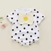 Rompers Boy Fashion Dot Bodysuit z krótkim rękawem i kreskówkowy jajko śliniak luzsze cienki bawełniany kombinezon maluch dziewczyna urocza fisherman kapelusz J220922