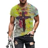 Heren t shirts t-shirt vintage korte mouw 2022 zomer mode harajuku kruis gedrukt o collared t-shirts voor mannen