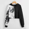 Kvinnors hoodies kvinnor långärmad koreansk mode tie-dye tryck tröja gröda topp pullover gotiska sudaderas con capucha