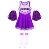 Survêtements pour femmes Filles Cheerleading Uniforme Danse Venez Enfants Cheerleader Outfit Col rond Patchwork Style Robe de danse Fleur et chaussettes T220909