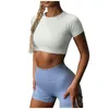 Women's Two Piece Pants Fashion Womens Sexy Solid Yoga Vest Sports Fitness Set Elastic Tops