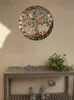 Peintures 30x30cm arbre de vie tenture murale décor 3D ronde en métal tenture murale art sculpture décoration pendentif bricolage po arbre décor à la maison 221006